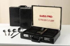 Swiss Pro+ Bestekset In Koffer-72 Delig-12 Persoons-Zwitsers Kwaliteit-Complete Set-100% Roestvrijstaal- Zwart -Huishoudelijk Serviesgoed 1200x799 51