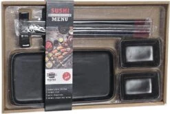 7-delige Sushi Serveer Set Aardewerk Voor 2 Personen Zwart - Sushi Servies -Huishoudelijk Serviesgoed 1200x805 2