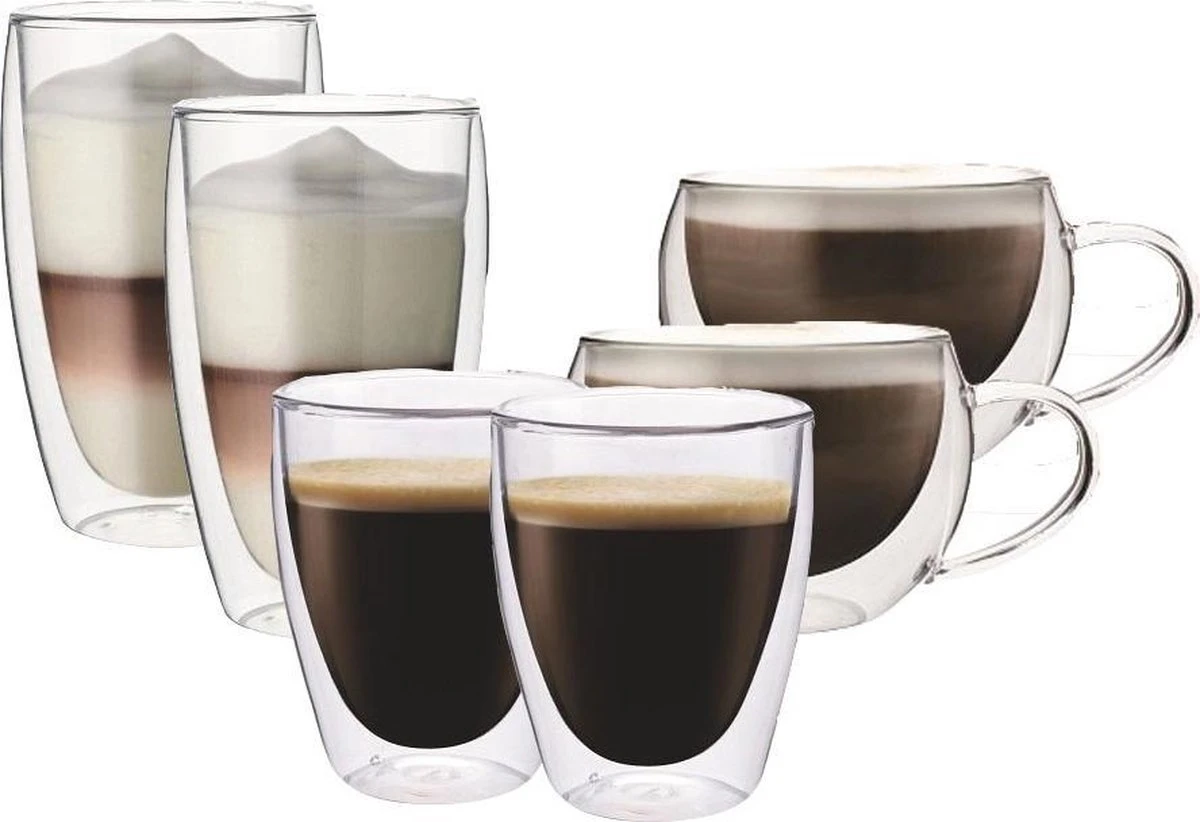 Glazenset, Koffie, Latte Macchiato & Cappuccino - Dubbelwandig - Set Van 6 - Maxxo 1 Glazenset, Koffie, Latte Macchiato & Cappuccino - Dubbelwandig - Set Van 6 - Maxxo