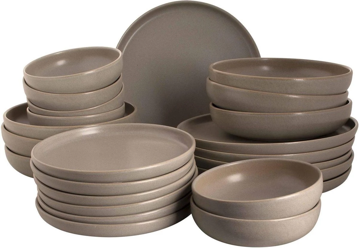Palmer Serviesset Sandy Loam Stoneware 6-persoons 24-delig Grijs 1 Palmer Serviesset Sandy Loam Stoneware 6-persoons 24-delig Grijs