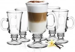 Irish Coffee – Koffieglazen – Luxe Latte Macchiato Glazen Op Voet Met Handvat - Set Van 4 - 240 Ml