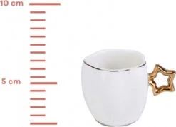 Karaca -Star- Set Van 6 Koffiekopset 80 Ml- Koffiekopjes Voor 6 Personen-Turkse Koffie-Moccakop-espressokop-12-delig, Witgoud, 6 Espressokopjes En 6 Schoteltjes, Mokkakopjes, Porselein, Koffieservies -Huishoudelijk Serviesgoed 1200x867 6