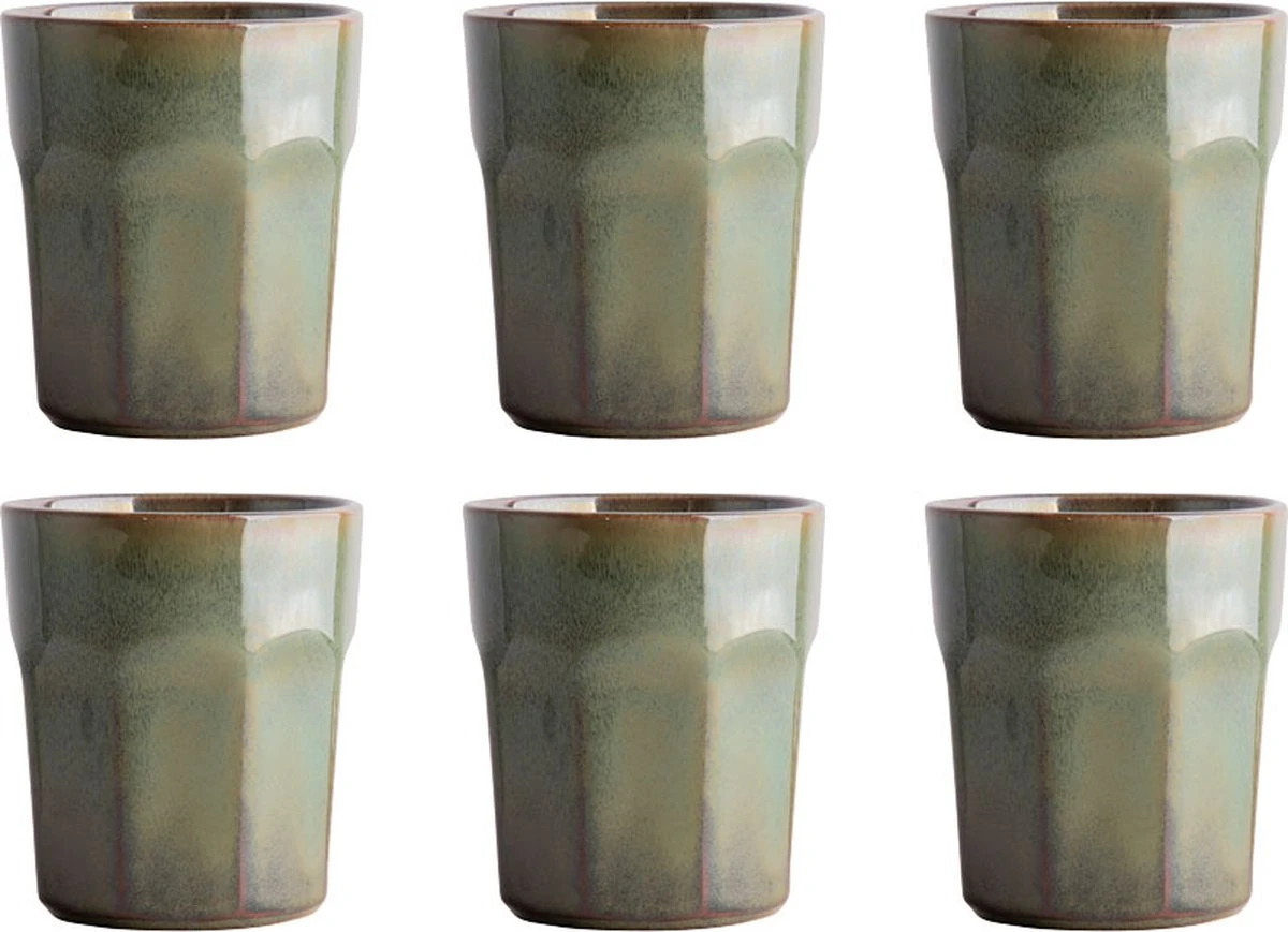 Gusta Chantilly - Mok - Kopje - 280ml - Groen - Set 6 Stuks 1 Gusta Chantilly - Mok - Kopje - 280ml - Groen - Set 6 Stuks