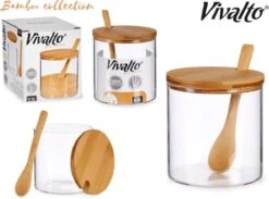 Suikerkom / Suikerpotje Glas Met Bamboe Houten Lepel En Deksel 520 ML 5 Suikerkom / Suikerpotje Glas Met Bamboe Houten Lepel En Deksel 520 ML -Huishoudelijk Serviesgoed 1200x889 5