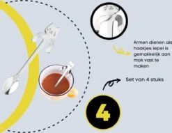 4 Theelepels Hangende Kat - Katten Koffielepel - RVS - Zilverkleurig -Huishoudelijk Serviesgoed 1200x930 1