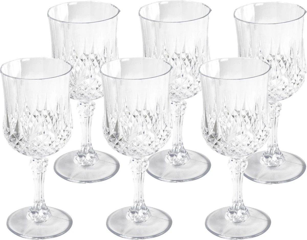 Merkloos 6x Stuks Herbruikbare Kunststof Wijnglazen 200 Ml Met Kristaleffect 1 Merkloos 6x Stuks Herbruikbare Kunststof Wijnglazen 200 Ml Met Kristaleffect