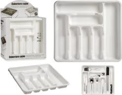 Kunststof Bestekbak/bestekhouder 7-vaks Wit 42 X 39 Cm - Keukenlade/besteklade Inzetbakken -Huishoudelijk Serviesgoed 1200x941
