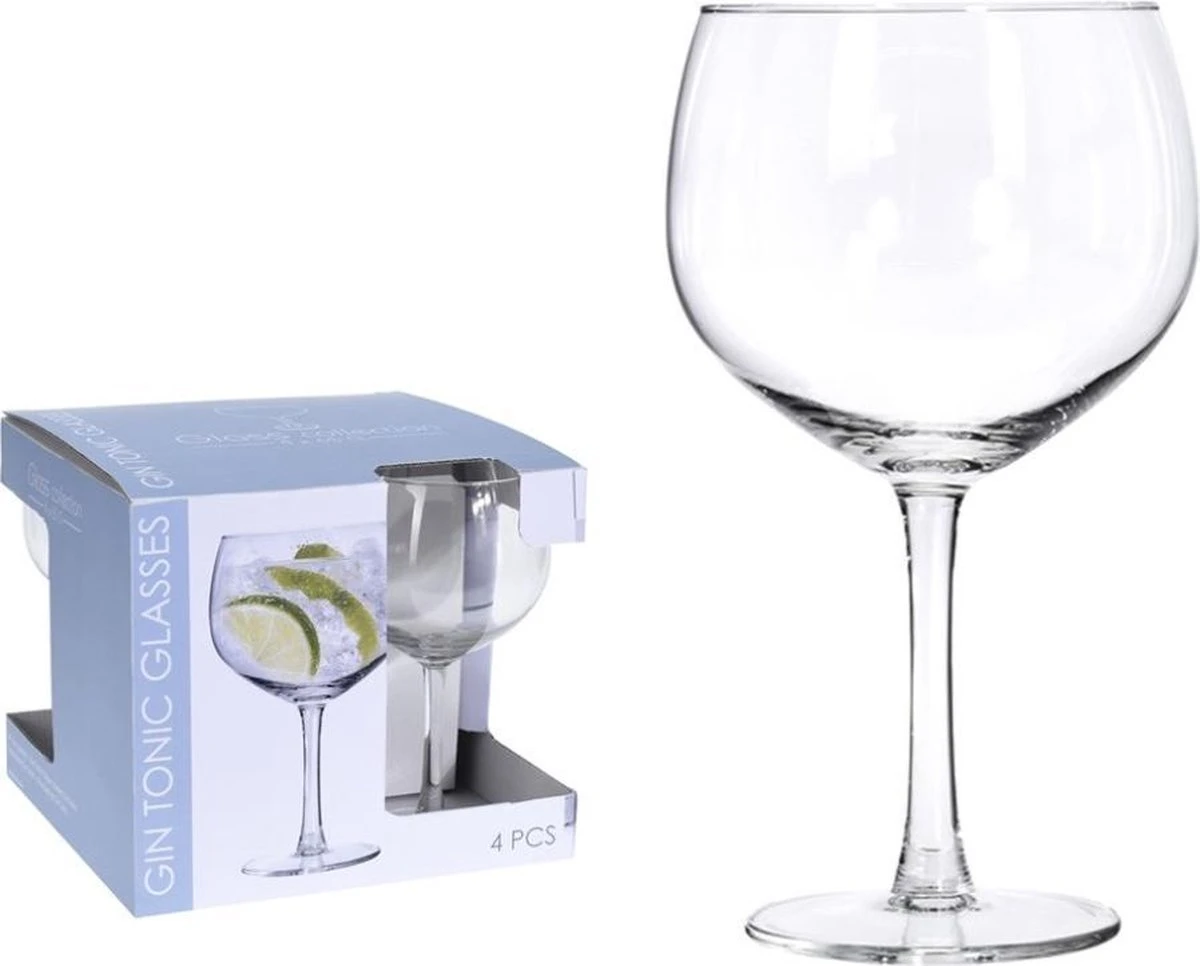 Merkloos Gin Tonic Glazen 650ml - Set 4 Stuks 1 Merkloos Gin Tonic Glazen 650ml - Set 4 Stuks