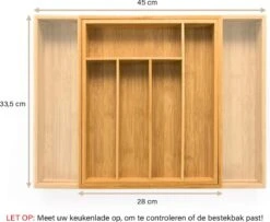 Budu Uitschuifbare Bamboe Bestekbak #33,5 (33,5 Cm Diep) - Bestekcassette Hout - Besteklade - 33,5 X 28 - 45 Cm - 5/7 Vakken -Huishoudelijk Serviesgoed 1200x984 2