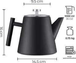 Silberthal - Theepot Met Filter - 1 L - RVS Dubbelwandig - Zwart - Cadeau -Huishoudelijk Serviesgoed 1200x986 2
