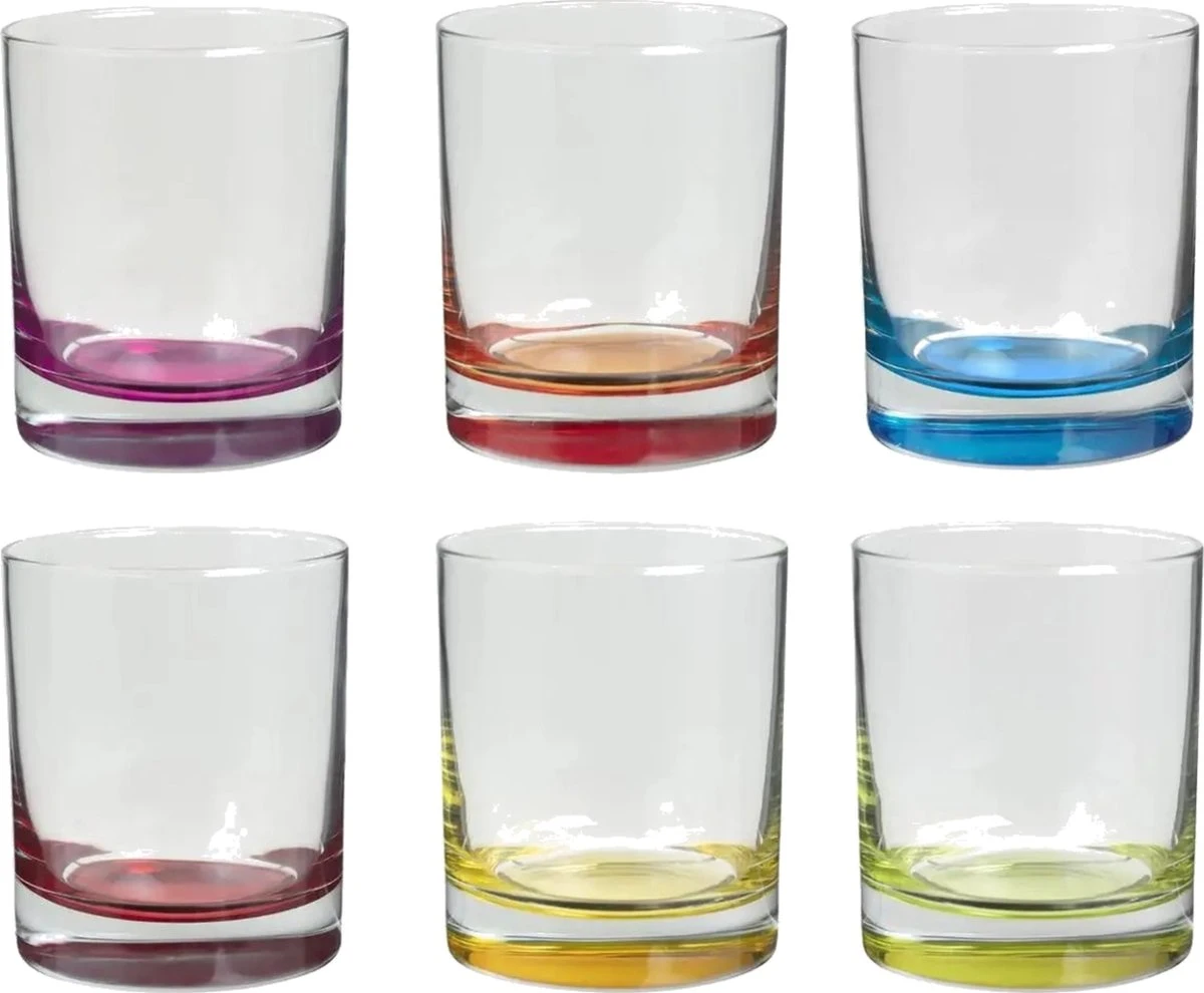 Drinkglas Met Gekleurde Bodem - Set Van 6 Stuks - 350cl 2 Drinkglas Met Gekleurde Bodem - Set Van 6 Stuks - 350cl - Afbeelding 2