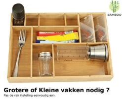 Merkloos Decopatent® Bestekbak - Lade Organizer - Besteklade - Bamboe - Hout - Bestek Bak Organizer Houder Voor Keukenla - Bestekcassette -Huishoudelijk Serviesgoed 1200x994 3