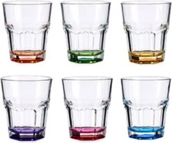 Vivalto Waterglazen/drinkglazen - 6x - Kleurenmix - 285ml - 9 X 9,5 Cm