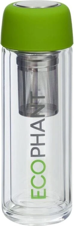 Ecophant Tea-To-Go Bottle - Dubbelwandige Theebeker – Drinkfles Voor Losse Thee – Met RVS Infuser – Inclusief Thee Zeef – Glas - 330 Ml -Huishoudelijk Serviesgoed 397x1200 1