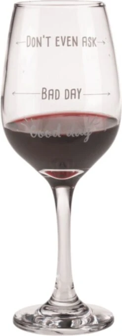 Out Of The Blue Grappig Wijnglas Met Tekst - Wijncadeau Voor Vrouwen - Cadeau Sinterklaas Kerst Verjaardag - Wijnglas Met Wijnhumor En Print: Good Day, Bad Day, Don’t Even Ask -Huishoudelijk Serviesgoed 435x1200 3