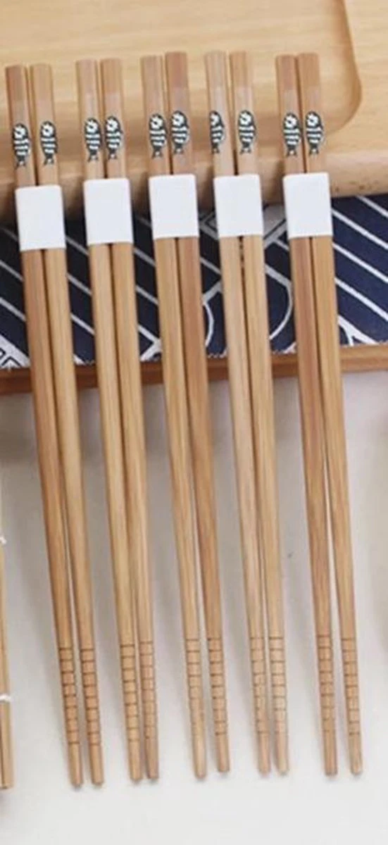 Chopsticks - Bamboe - 5 Paar - Sushi - Giftset 4 Chopsticks - Bamboe - 5 Paar - Sushi - Giftset - Afbeelding 4