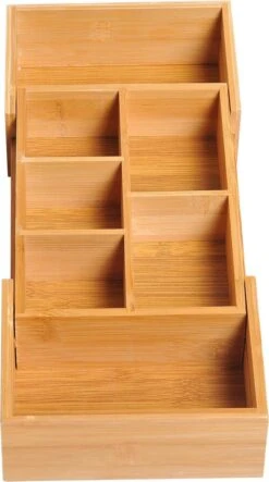Verstelbare Lade Organizer - Voor Bestek/Keuken/Bureau/Make-Up/Accessoires – Uitschuifbare Lade Inzet Verdeler - Opbergbak Doos - Verstelbaar In 5 Of 7 Compartimenten - Duurzaam Bamboe Hout -Huishoudelijk Serviesgoed 669x1200