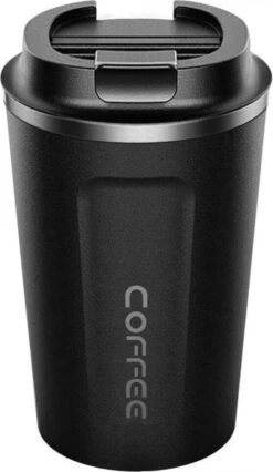 Premium RVS Koffiebeker To Go - Thermosbeker - Theebeker - 380ml - Zwart