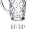 Set Van 6x Stuks Luxe Koffieglazen 170 Ml Met Oor - Type Diamant - Transparant Stevig Kwaliteitsglas