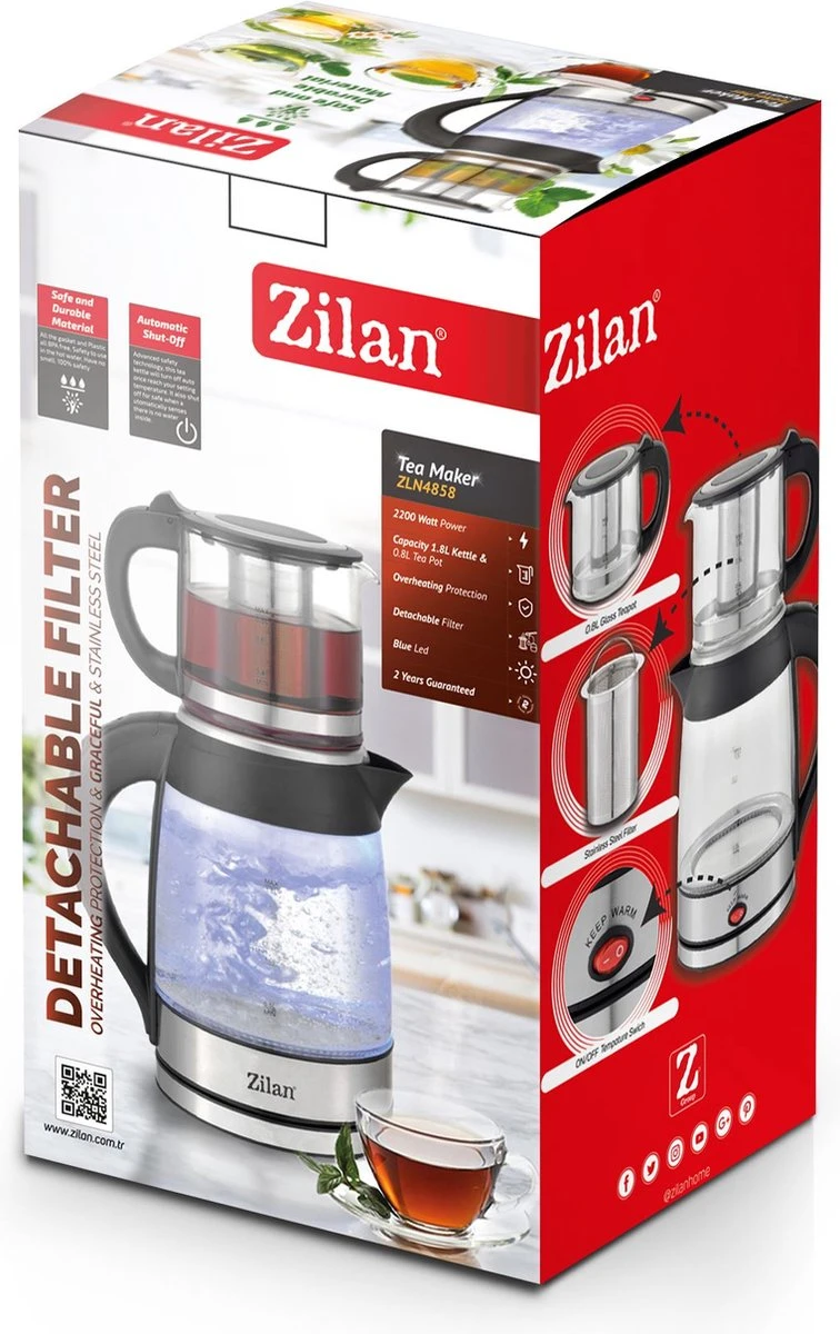 Zilan - 2 In 1 Theemaker En Waterkoker - Turkse Theepot Met Warmhoudfunctie - Caydanlik 5 Zilan - 2 In 1 Theemaker En Waterkoker - Turkse Theepot Met Warmhoudfunctie - Caydanlik - Afbeelding 5