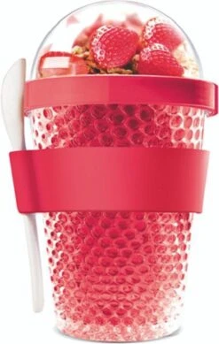 Sareva Muesli Beker - Met Lepel - Yoghurt 2 Go - Rood -Huishoudelijk Serviesgoed 761x1200 5
