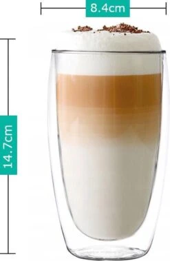 Latte Macchiato Glazen - Dubbelwandige Koffieglazen - Dubbelwandige Cappuccino Glazen - 450 ML - 4x 12 Latte Macchiato Glazen - Dubbelwandige Koffieglazen - Dubbelwandige Cappuccino Glazen - 450 ML - 4x -Huishoudelijk Serviesgoed 782x1200