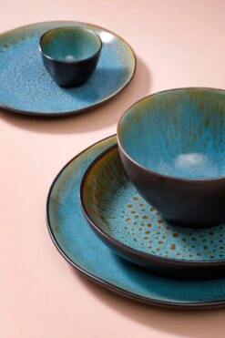 Palmer Bord Diep Lotus 21 Cm Zwart Turquoise Stoneware 2 Stuk(s) -Huishoudelijk Serviesgoed 800x1200 61