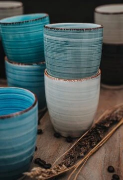 Koffiemok - Blue - 6 Stuks - Aardewerk - 340 ML - Zonder Oor -Huishoudelijk Serviesgoed 819x1200 4