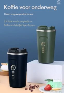 ICENTI - RVS Koffiebeker To Go - 380ml – Groen - Thermosbeker - Lekvrij - Dubbelwandig - Koffie Beker - Theebeker – Coffeemugg - Theemugg -Huishoudelijk Serviesgoed 824x1200 2