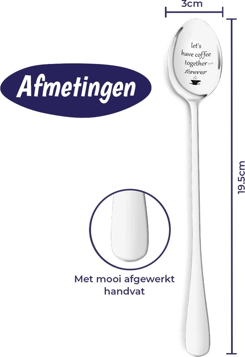 Merkloos Lepel Met Tekst - "Let's Have Coffee Together Forever" - 19.5cm - Valentijn Cadeau Voor Hem Of Haar - Valentijnsdag Verrassing - Versierde Lepel - Lange Lepel - Cadeautje 2 Merkloos Lepel Met Tekst - "Let's Have Coffee Together Forever" - 19.5cm - Valentijn Cadeau Voor Hem Of Haar - Valentijnsdag Verrassing - Versierde Lepel - Lange Lepel - Cadeautje - Afbeelding 2