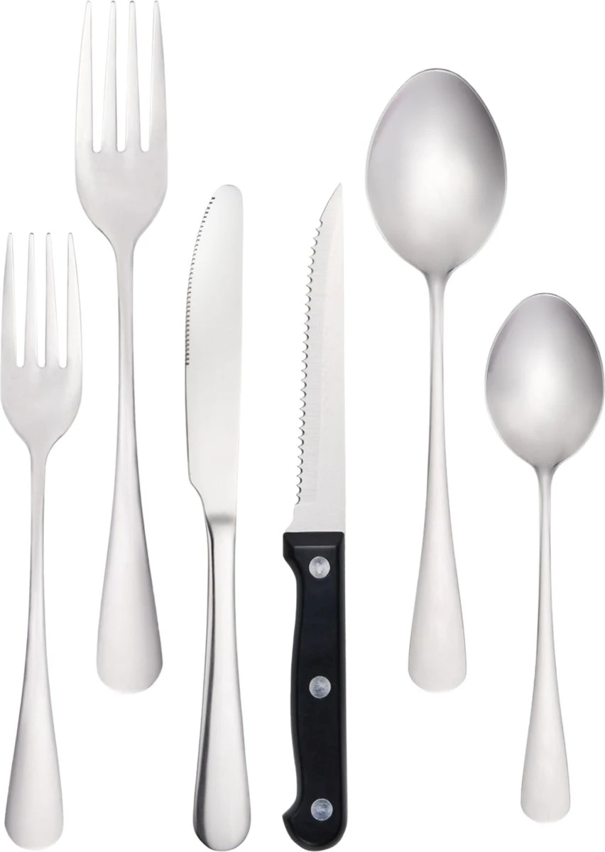 Vivid Green Bestekset (36-delig) - Bestek Set 6 Persoons - Lepels, Messen, Vorken En Steakmessen - Vaatwasserbestendig - RVS 1 Vivid Green Bestekset (36-delig) - Bestek Set 6 Persoons - Lepels, Messen, Vorken En Steakmessen - Vaatwasserbestendig - RVS