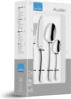 Amefa Austin Bestekset - 24 Delig - 6 Persoons - Zilver -Huishoudelijk Serviesgoed 856x1200