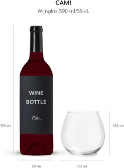 Libbey Wijnglas Cami Rood - 590 Ml / 59 Cl - 6 Stuks - Vaatwasserbestendig - Geen Voetje - Zonder Steel - Modern Trendy -Huishoudelijk Serviesgoed 887x1200