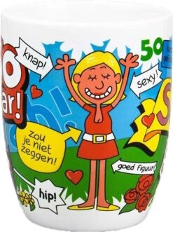 Cartoonmok Sarah - 50 Jaar -Huishoudelijk Serviesgoed 895x1200 2