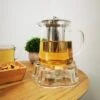 Glazen Theepot Met RVS Theefilter / Theezeef Inclusief Warmhouder ( Rechaud ) - Theelichthouder - Koffie Thee Coffee Tea Maker Luxe