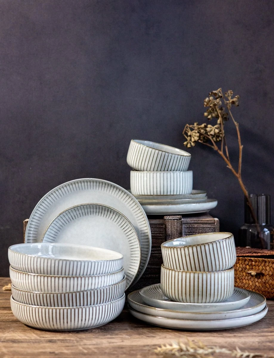 Selinex Stoneware - Serviesset - Grijs - 16 Delig 4 Persoons - CADEAUTIP - CADEAU 1 Selinex Stoneware - Serviesset - Grijs - 16 Delig 4 Persoons - CADEAUTIP - CADEAU
