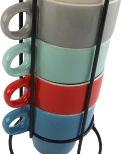 Orange85 Koffiekopjes - Met Houder - Set Van 6 - Gekleurd - 300 Ml - Keramiek -Huishoudelijk Serviesgoed 945x1200 2