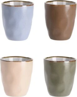 Excellent Houseware Set Van 4x Stuks Luxe Gekleurde Stoneware Bekers/koffiekopjes 280 Ml - Kopjes/koffiebekers 6 Excellent Houseware Set Van 4x Stuks Luxe Gekleurde Stoneware Bekers/koffiekopjes 280 Ml - Kopjes/koffiebekers -Huishoudelijk Serviesgoed 949x1200 1
