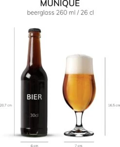 Libbey Munique Bierglas - 260 Ml / 26 Cl - Set Van 6 - Op Voet - Functioneel Design - Hoge Kwaliteit -Huishoudelijk Serviesgoed 982x1200